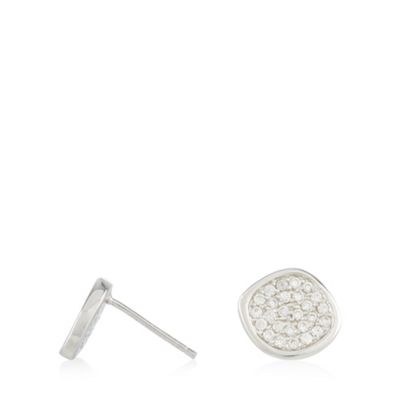 Sterling silver pave disc earrings